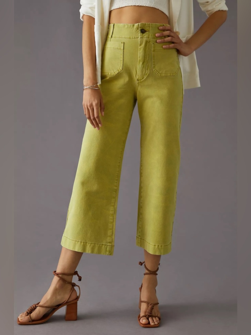 Anthropologie Pilcro The Skipper High-Rise Pants Tue Dye Lime Green Size 26